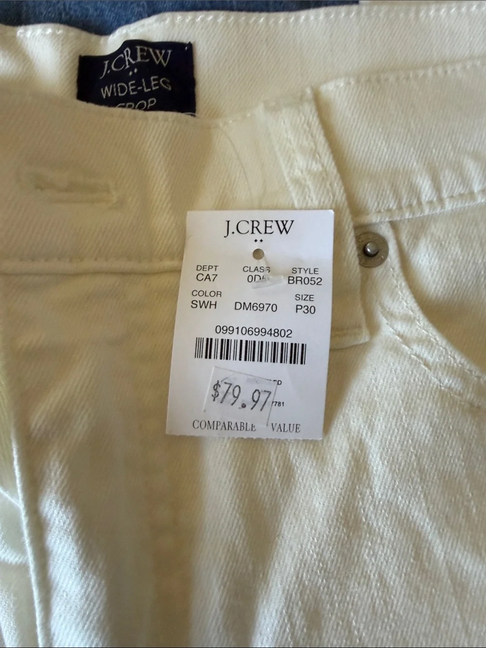 J. Crew Cream Wide-Leg Crop Jeans